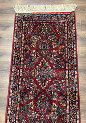 Karastan Runner Rug 2.6 x 8.6, Red Sarouk #785, Original 700 Series, Wool, Rare