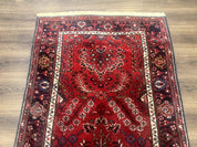Red Persian Rug 2.6 x 6.8, Floral, Antique Per'sian Carpet, Persian Malayer Rug, Hamadan Rug