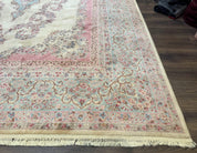 10x14 Karastan Kirman Rug #784 Pastel Ivory Kirman Medallion, Wool Antique Original 700 Series