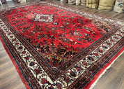 Palace Size Persian Rug 11x18, Red, Bibikabad Rug, Handmade Large Wool Carpet, Persian Hamadan Rug, Dargazin Rug