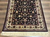 Sino Persian Rug 4x6, Navy Blue and Cream, Floral Allover Oriental Carpet