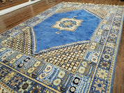 7' X 10' 5" Handmade Moroccan Urban Rabat Wool Carpet Blue Area Rug