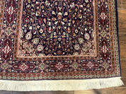 Indo Kashmiri Rug 3x5, Navy Blue, Very Fine 400 KPSI, Pair A