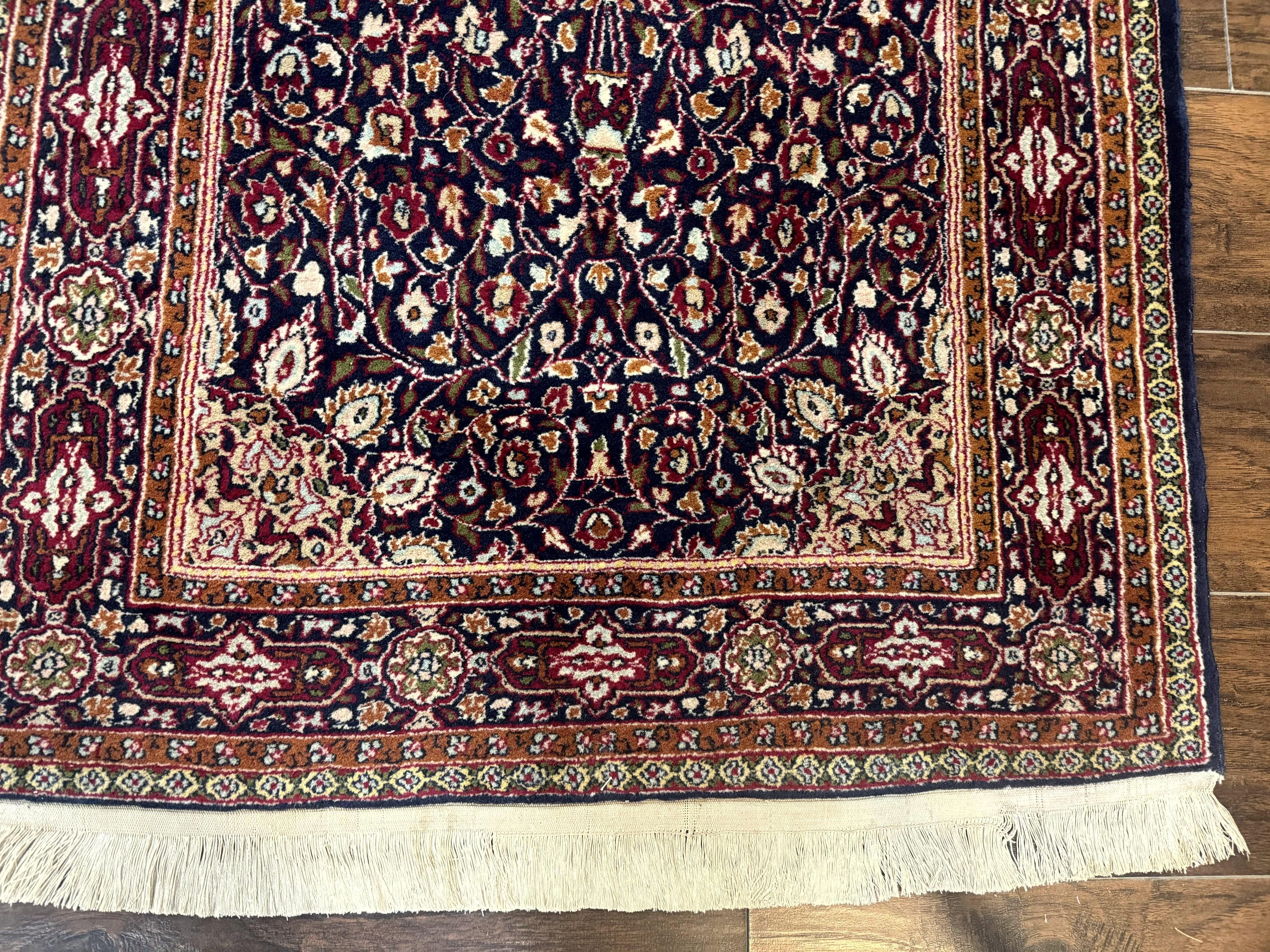 Indo Kashmiri Rug 3x5, Navy Blue, Very Fine 400 KPSI, Pair A