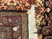 Antique Persian Sarouk Rug 4x5, Dark Blue and Red, Floral Medallion, Fine