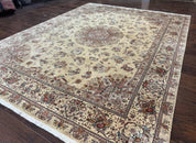 Sino Persian Rug 8x10, Wool and Silk Highlights, 290 KPSI, Floral Medallion