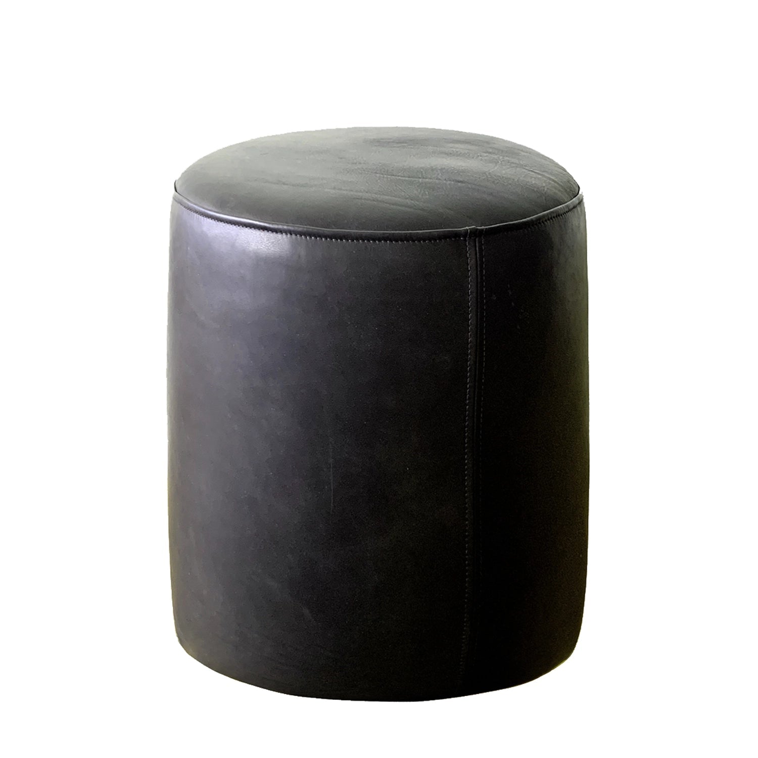 Classic Genuine Leather Round Ottoman or Pouf | Black - BlackH|F AtelierLEATHERHUNTEDFOX - Classic Genuine Leather Round Ottoman or Pouf | Black