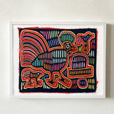 Colorful Rooster Peruvian Folk Art Tapestry
