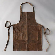 Custom Apron | Olive Green Waxed Canvas Apron with Brown Leather Pocket