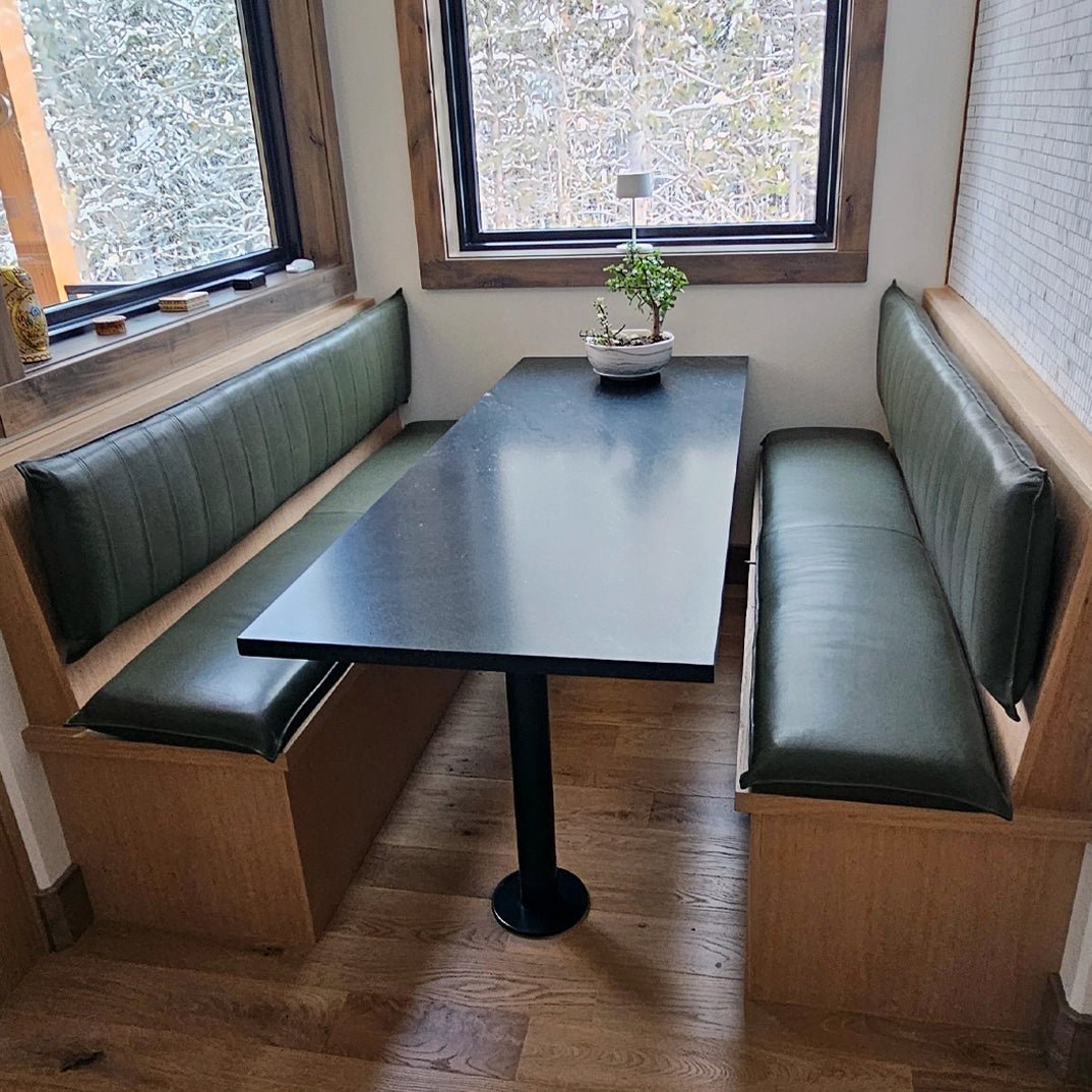 Custom Leather Banquettes, Restaurant & Window Seat Cushions d - customifycustomizableHUNTEDFOX - leather bench seat in kitchen dining area