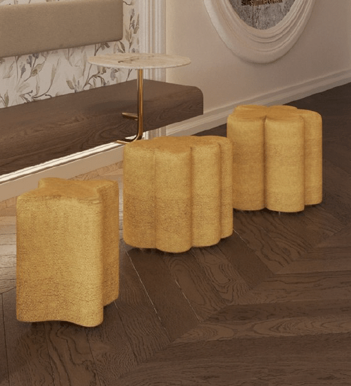 CUSTOM | Mimi Super Modern Undulating Poufs - HUNTEDFOX - CUSTOM | Mimi Super Modern Undulating Poufs