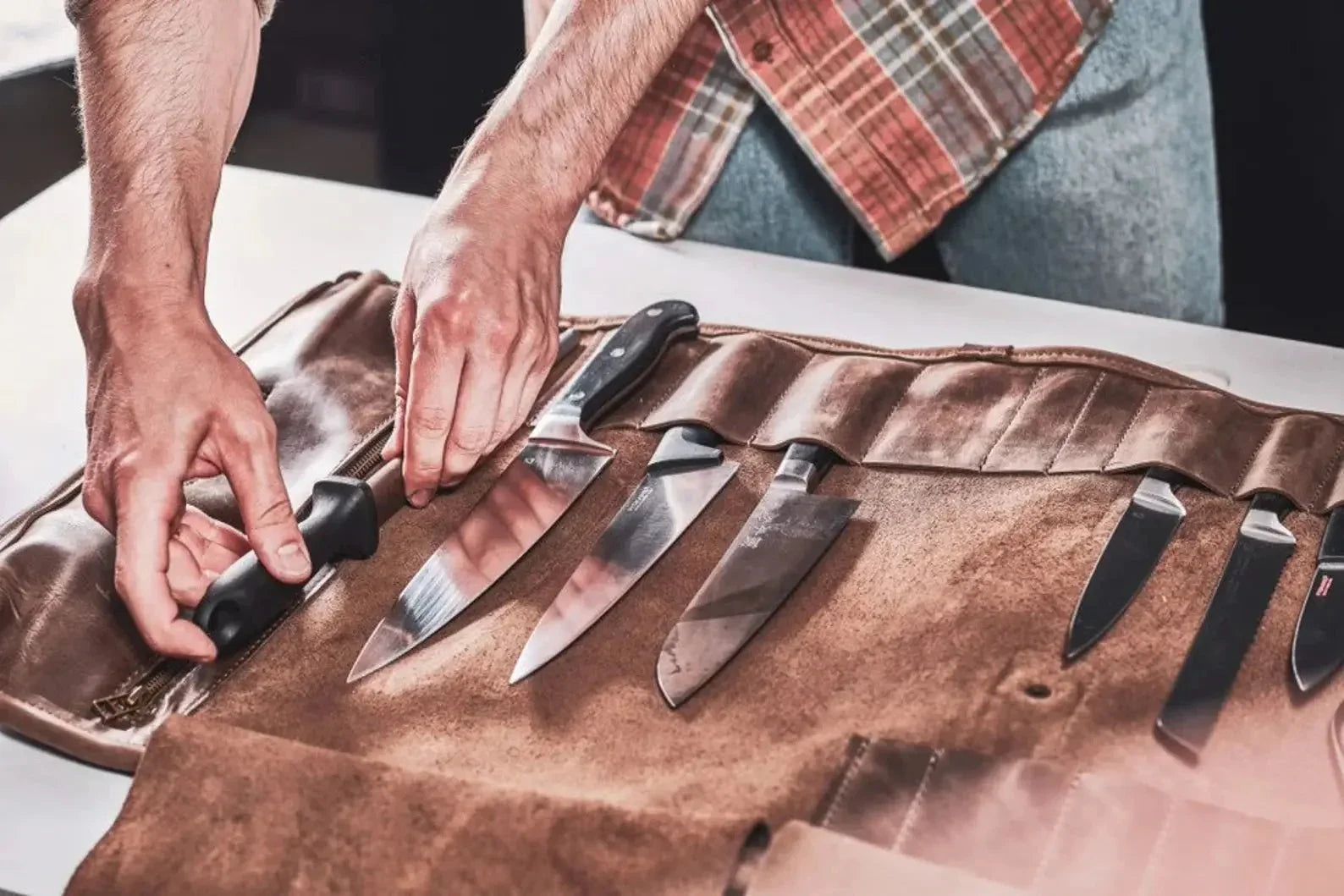 Custom Branded Leather Bar Tool or Knife Roll Up