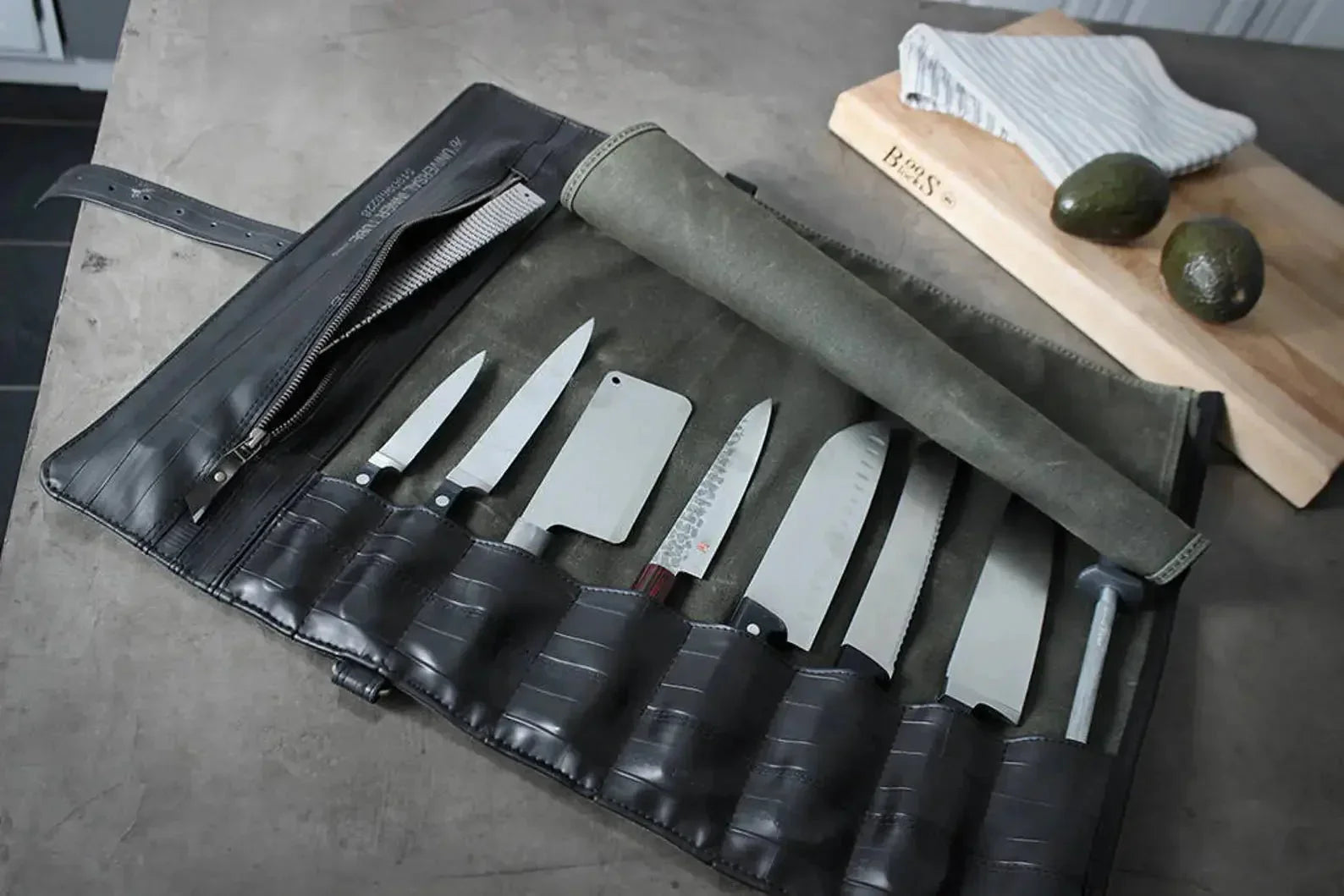 Custom Branded Leather Bar Tool or Knife Roll Up
