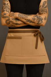 Custom Waxed Canvas Half Apron – Leather Trim Utility Belt for Baristas, Bartenders & Artists - H|F AtelierINDUSTRYneed verificationHUNTEDFOX - Custom Waxed Canvas Half Apron – Leather Trim Utility Belt for Baristas, Bartenders & Artists