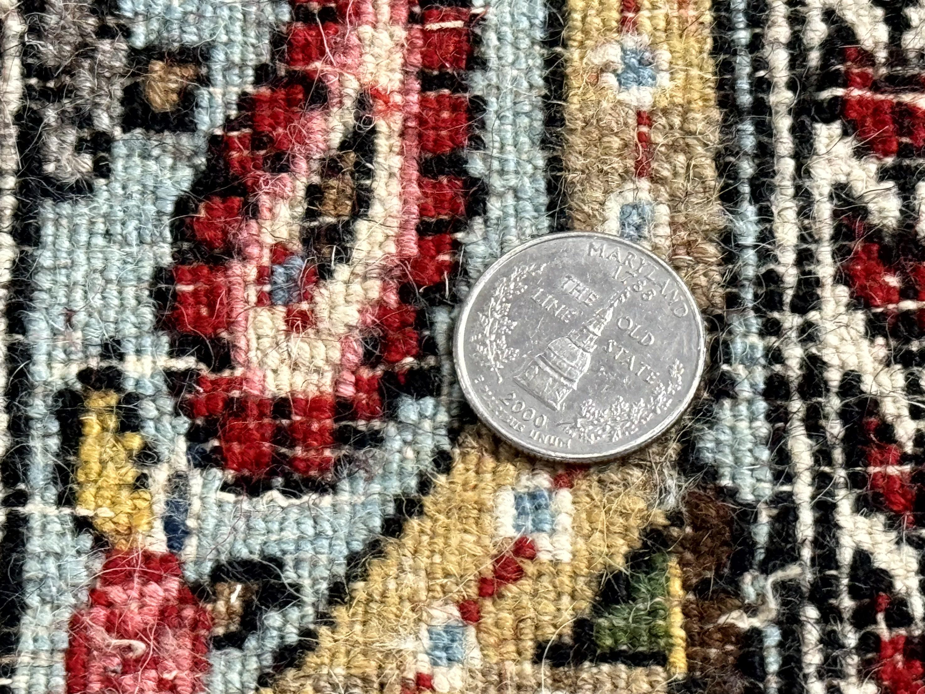 Persian Qum Rug 4x7, Striped Paisley Boteh Design