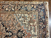 Antique Persian Heriz Rug 6x8, Geometric Medallion, 1920s Oriental Carpet, Handmade Wool Rug