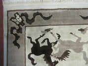 4' X 6' Modern Tibetan Nepal Art Deco Chinese Hand Knotted Wool Rug Horses Nice