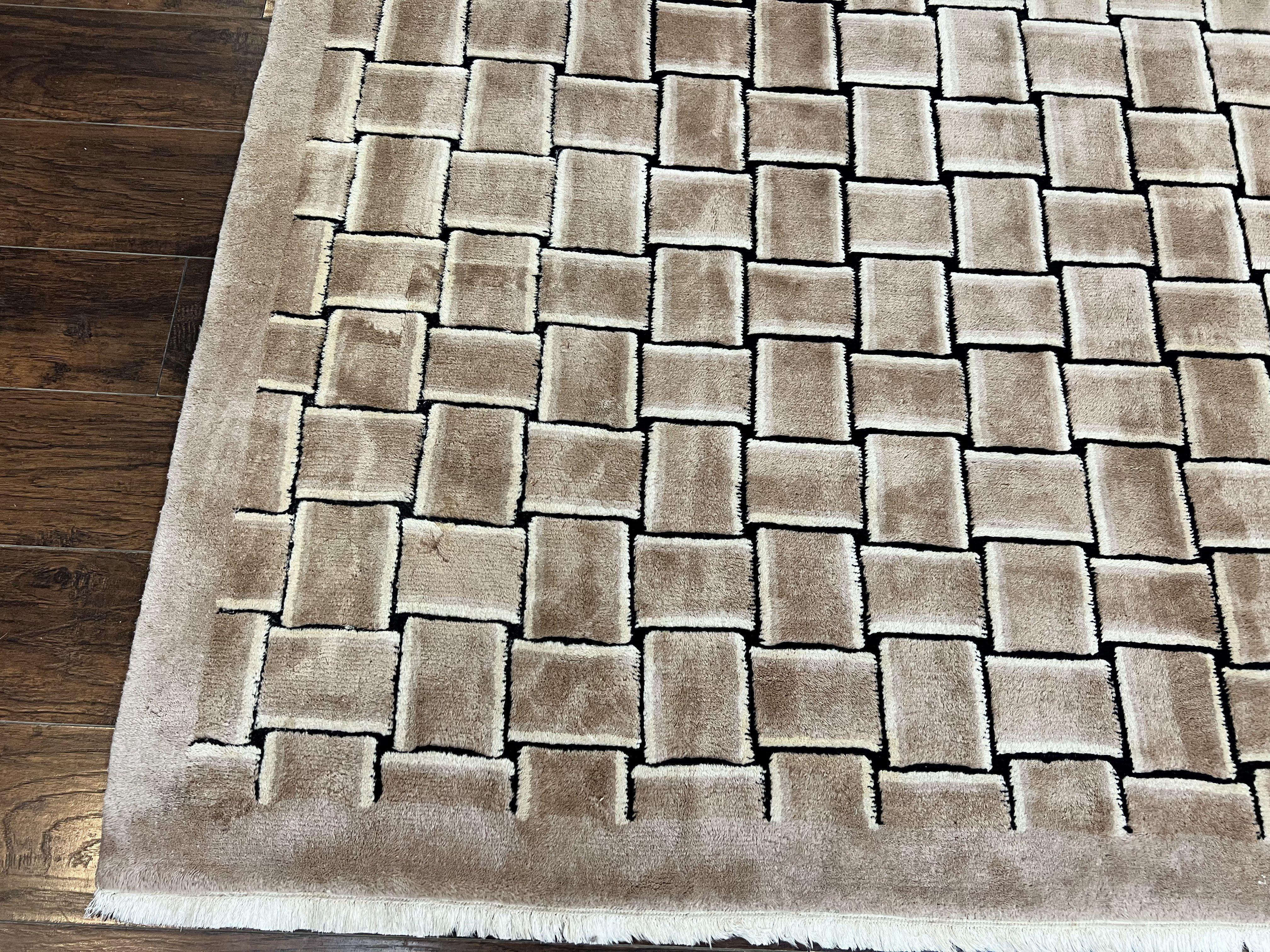 Tibetan Rug 9x12, Handmade, Wool, Modern Design