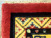 Antique Small Chiense Square Rug 2x2 ft, Wool Chinese Rug