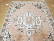 Antique Moroccan Rug 5x7 Tribal Carpet, Hand-Knotted Soft Wool Pile, 5 x 7 Area Rug, Berber Rug, Geometric Open Field Medallion, Pink Ivory