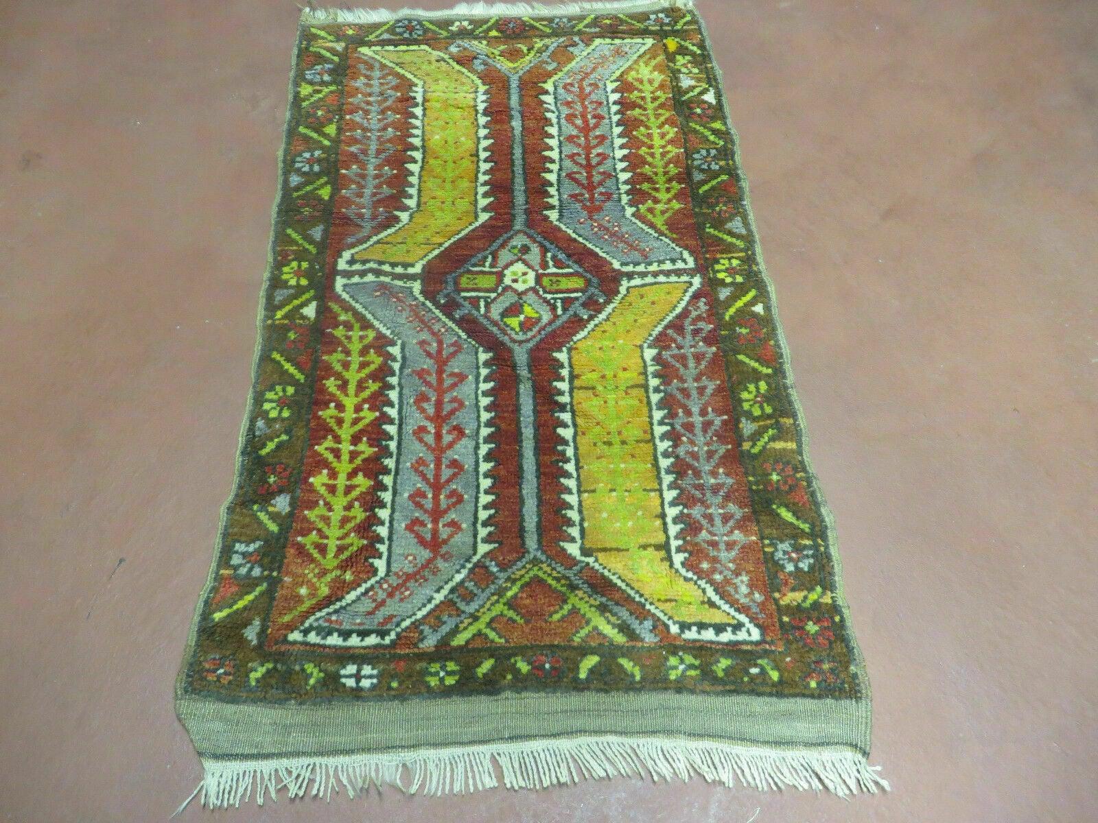 Small Turkish Yastik Rug 1.9 x 2.10, Antique Handmade Oushak Carpet