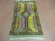 Small Turkish Yastik Rug 1.9 x 2.10, Antique Handmade Oushak Carpet