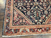 Antique Persian Mahal Rug 4x7, Wool Hand Knotted Tribal Geometric Carpet