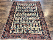 Persian Afshar Rug 5x6, Allover Repeated Motif, Wool Tribal Carpet, Handmade Semi Antique Rug