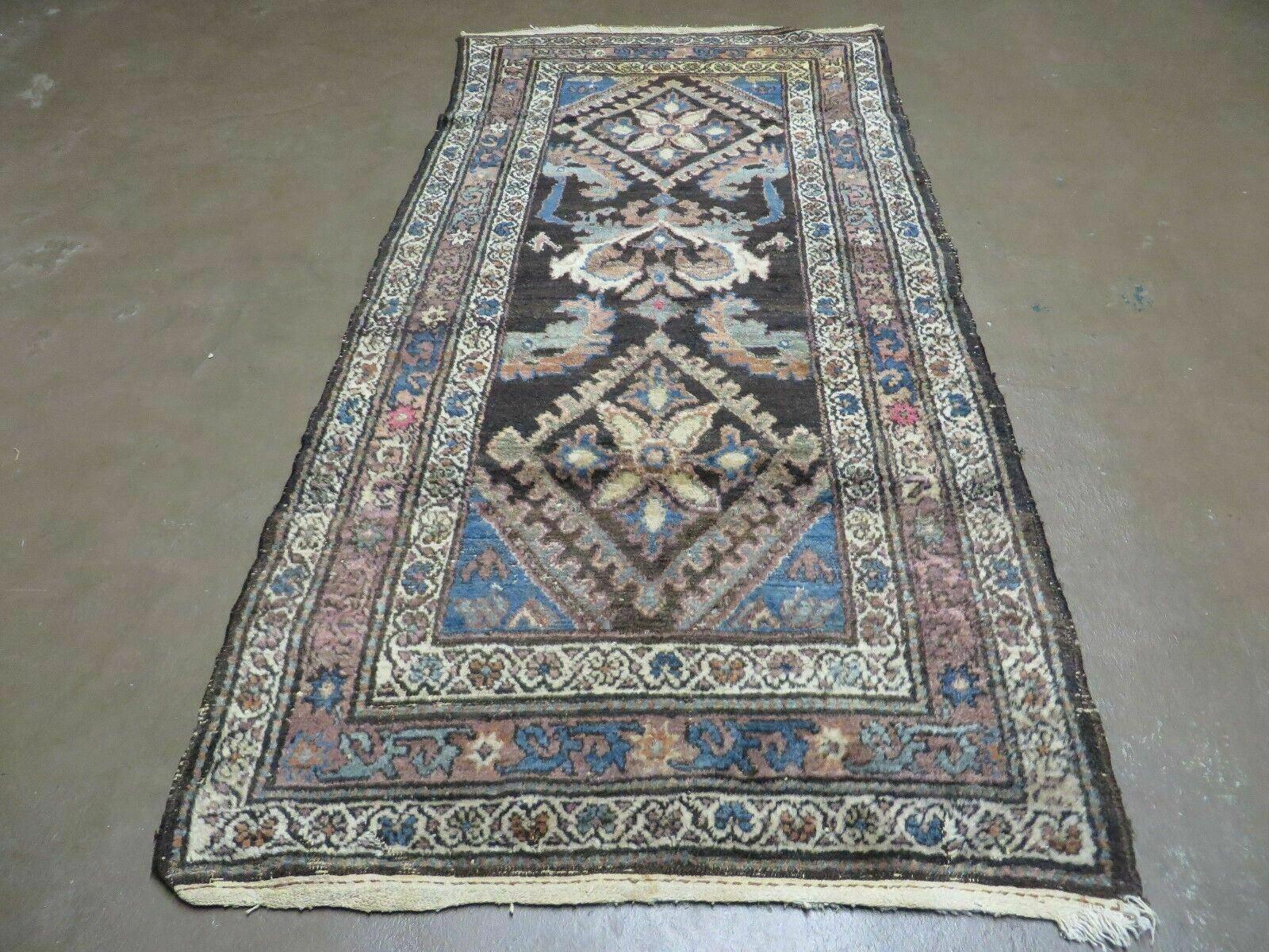 3' X 6' Antique Handmade India Floral Oriental Wool Rug Veg Dyes Nice