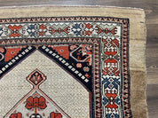 Rare Persian Sarab Tribal Runner Rug 4 x 10, Antique, Geometric Medallions, Camel Hair Runner