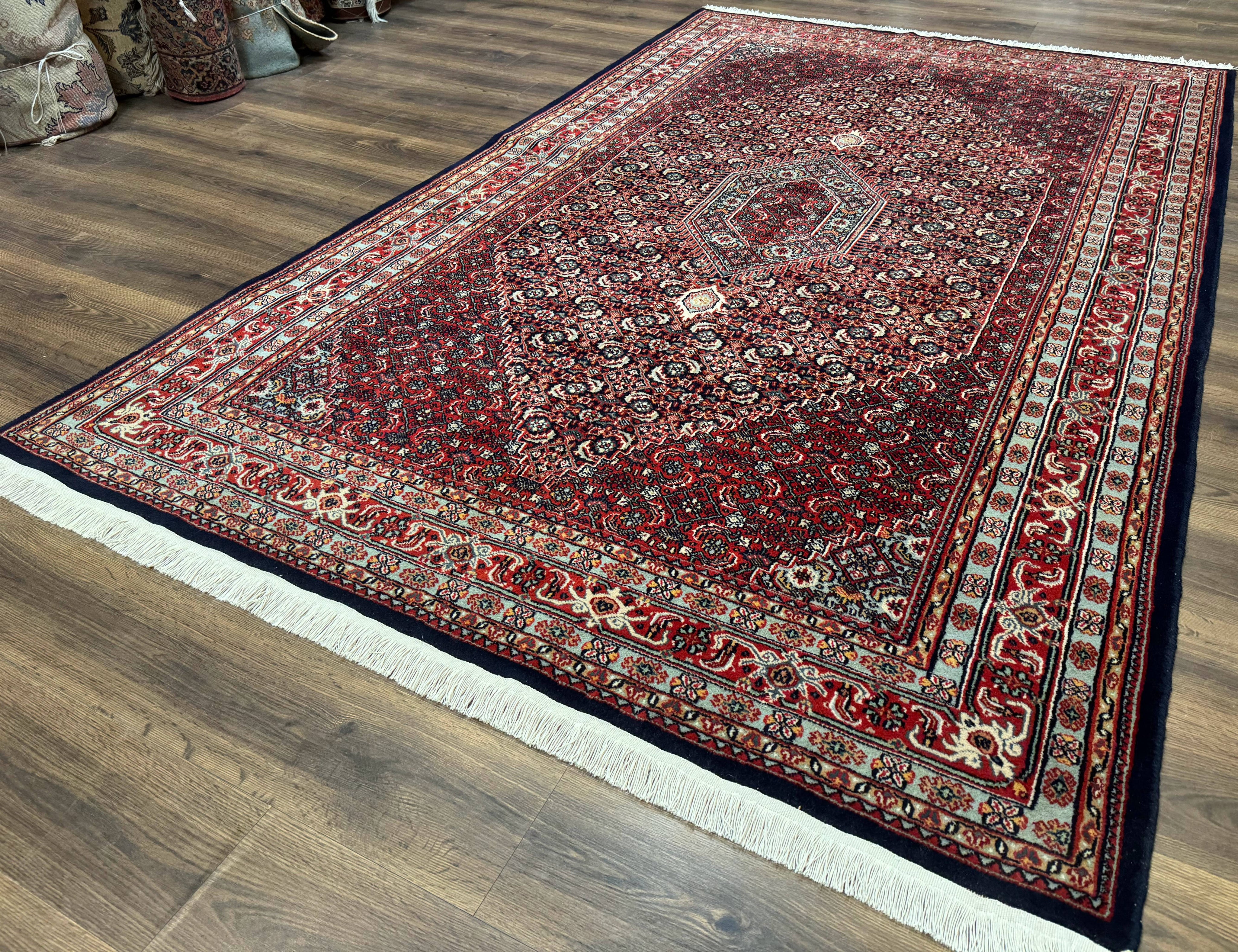 Indo Persian Bijar Rug 6x9, Hand Knotted Wool Carpet