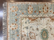 Turkish Oushak Rug 9x10, Farmhouse Rug, Beige & Light Blue