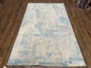 Modern Tibetan Rug 5x8 ft Light Blue and Gray Carpet, Contemporary Wool Rug, Handmade Nepali Rug, Raised Pattern, Tibet Area Rug, Nepal Rug