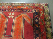 4' 10" X 11' Antique Handmade Turkish Kazak Wool Rug SHIELD Hand Knotted Red