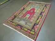 4' X 6' Antique 1920s Handmade Turkish Mehrab Design Wool Rug Lantern Beautiful