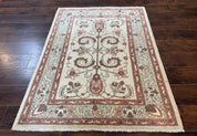 Indo Mahal Rug 4 x 5.6, Indian Handmade Wool Area Rug
