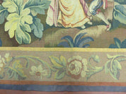 Antique French Tapestry 5x6 French Handmade Aubusson Nature One Of A Kind Rare