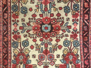 Small Antique Persian Rug 2x3, Beige and Red, Floral, Wool, Hamadan Rug
