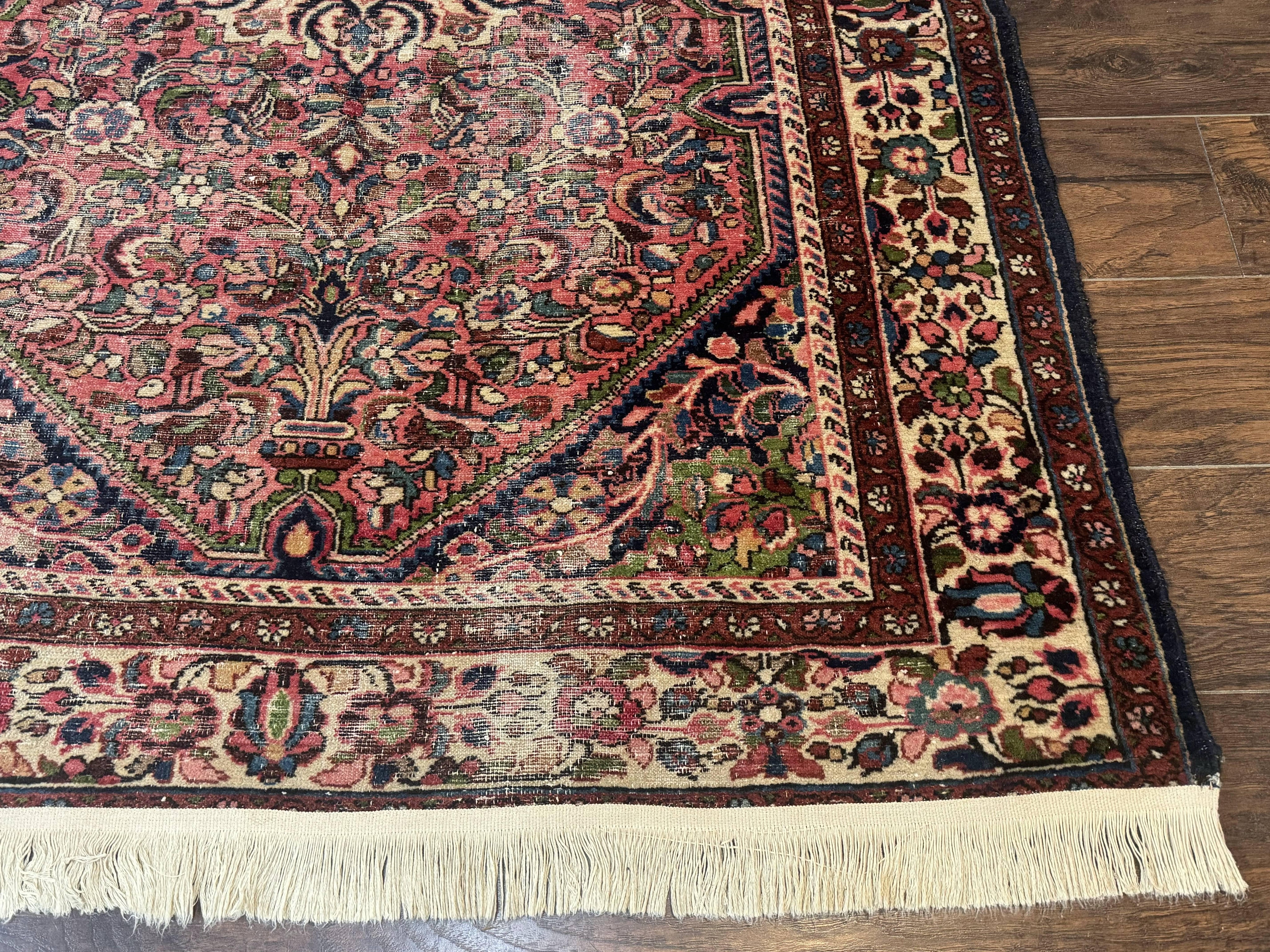 Antique Persian Malayer Rug 4'7" x 6'6" – 1920s Tribal Red Wool Carpet