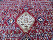 Oversized Persian Shiraz Tribal Rug 13x19, Palace Sized Oriental Carpet, Handmade Hand-Knotted X Large Rug, Red Blue Cream, Allover Herati Pattern