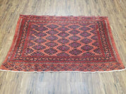 Antique Turkoman Rug 3'4" x 5', Collecticble Yamud Oriental Rug, Seat Pillow Cushion Cover, Tribal Mat, Wool Red Hand-Knotted Mafresh Carpet