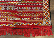 Moroccan Kilim Rug 4x8, Flatweave, Bohemian, Red Ivory Orange