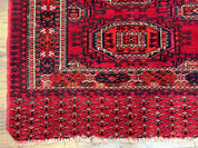 Antique Turkoman Salor Rug, Turkoman Textile, Fine 400 KPSI, Red, Persian Tribal Rug