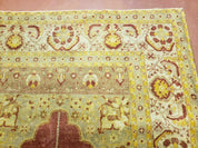 4' 5" X 7' Antique HandmadeTurkish Prayer Melas Oushak Wool Rug Mehrab Nice