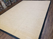 Jute Rug 8x10, Natural Jute Fiber Area Rug, Natural Sisal Area Rug with Black Border, 8x10 Carpet, Solid Jute Rug 8 x 10, Farmhouse Rug
