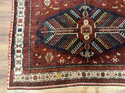 Antique Persian Tribal Rug 5 x 7.8, Triple Medallions, Red, Persian Afshar Rug