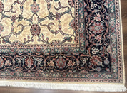 Sino Persian Rug 8x10, Allover Pattern, Beige and Midnight Blue, Wool Oriental Carpet