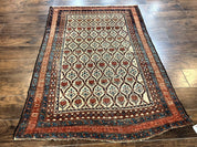 Antique Caucasian Rug 4x6, Hand Knotted Wool Carpet, Shirvan Rug