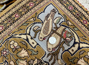 Persian Qum Pictorial Rug 4.8 x 6.5 - Layla & Majnun, Birds