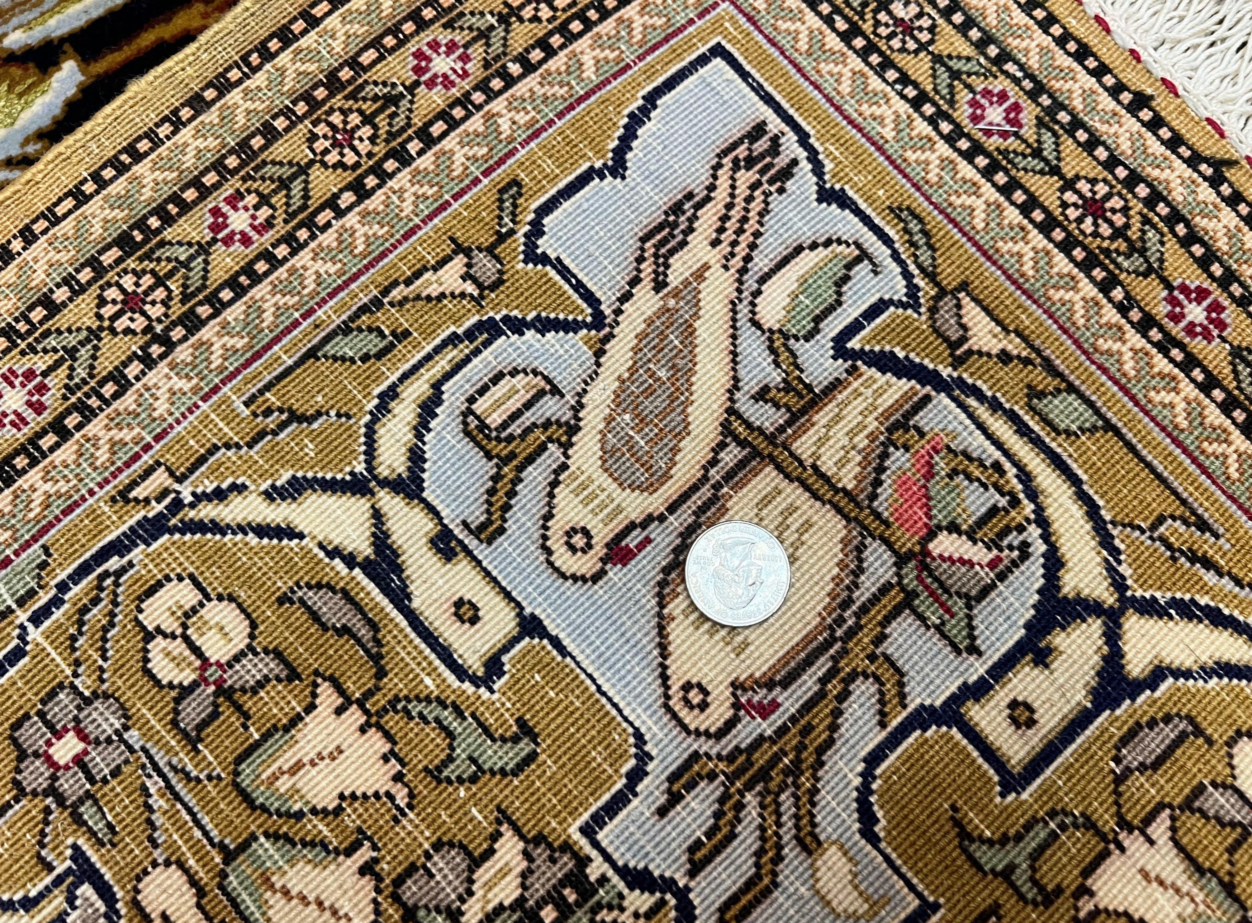 Persian Qum Pictorial Rug 4.8 x 6.5 - Layla & Majnun, Birds